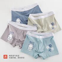 Mens cotton underwear teenagers boxer boxer boxer personality flow Junior High School High School students Middle waist shorts head fashion
