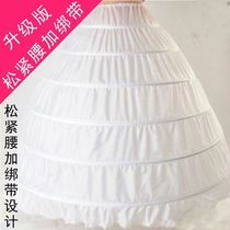 Add six-steel ring skirt to support ultra-boneless drag-tailed wedding dress for special swing dress