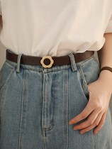 Belt female ins wind niche flower thin summer wild fashion non-perforated jeans black student decoration waist narrow