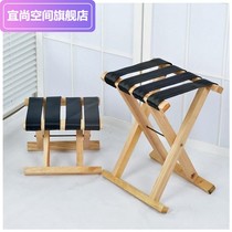 -Small chair bamboo low stool with backrest solid wood bench adult household wood foldable Mazza dengzi-