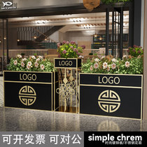 Outdoor galvanized plate stainless steel flower box simple municipal iron flower trough creative Chinese sales department commercial street flower bed