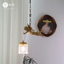 West Morning Vintage French Retro Brass Angel Chandelier Middle Ancient Aisle Porch Chandelier