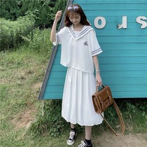 Female student skirt fried street fashion suit ins College feng shui hand clothes thin shirt pleated skirt two-piece set