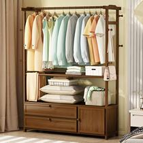 Solid wood coat rack floor hanging hanger household bedroom vertical multifunctional hanger subnet red storage shelf