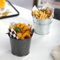 American stainless steel mini fries barrel creative restaurant Cafe snack barrel fried chicken barrel fries rack beer ice bucket