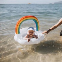 Infant swimming ring 6 months old 0 years old sitting ring newborn underarm 1-3-6 children 4 years old rainbow Net red seat seat