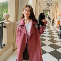 sandro queen thousand bird grid trench coat female 2022 Spring and Autumn long waist thin temperament coat