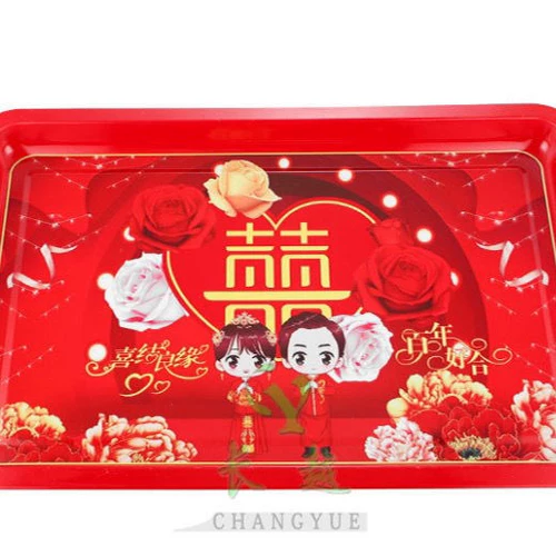 Нержавеющая сталь Большой красный диск свадебный свадебный фрукт квадратный лоток