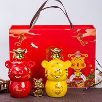 Ceramic wine bottle wine jar Hulk wine can Liquor household seal 1kg 3kg cartoon Zodiac Fuhu Zhaocai