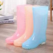 New Waterproof Rain Shoes Boots Lady Winter Plus Suede Thickened Fashion exterior wearing non-slip Netan with cotton cover medium-high cylinder