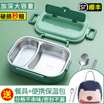 Japan imported MUJIE304 stainless steel lunch box primary school students lunch box office workers canteen rice insulation dinner plate