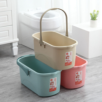 Household flat mop bucket sponge rubber cotton mop cleaning bucket rectangular portable plastic wheel bucket wash bucket