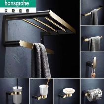 Hansgeja Nordic high-end towel rack light lavish toilet bath towel rack gold hotel villa full copper hardware pendant
