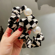 South Korea Dongdaemun fashion jewelry black and white checkerboard contrast color dance hair accessories temperament cheerleading team hair headdress
