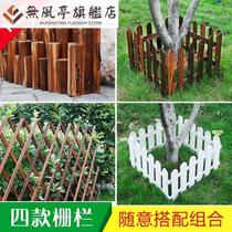 Anti-corrosion carbonized wood fence outdoor gardening wooden stakes fence garden wood fence garden round wood with stakes wooden post fence