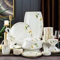 Dishes and tableware home Jingdezhen ceramic bowls hand-painted gold bone china European-style bowls and chopsticks combination wedding housewarming