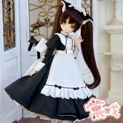 taobao agent [Tang Opera BJD] Clothing [Meow House] Black cat long skirt maid dress cute uniform baby 4 points MDD Xiongmei