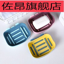 Strong non-trace paste drain soap box creative double-layer non-hole bathroom shelf two-color wall-mounted soap box