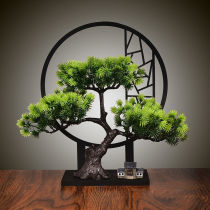New Chinese greeting passenger pine simulation green planting bonsai living room wine cabinet home Xuanguan creative decoration Zen Imagery Screen Pendulum