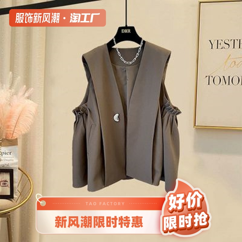 Oversized women's early autumn and winter 2023 new fat mm body covering and slimming vest casual and versatile Korean commuting jacket