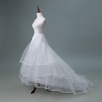 Large trailing wedding dress with bone skirt bride Western-style main wedding dress pettiskirt gauze trailing skirt