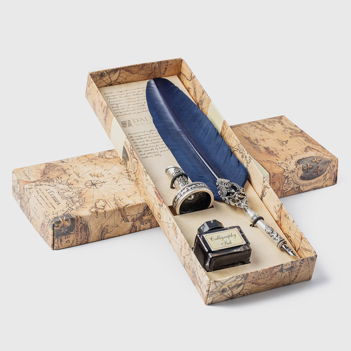 復古鴕鳥羽毛沾水筆羽毛筆英文書法中文通用沾水筆桿禮盒附墨水七支筆尖– 墨客, image size:1200x1200