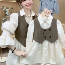 Fried Street Spring Summer Dress 2022 New Girls Dress Mid dress with a long shirt suit Mother and daughter Breath Kiss