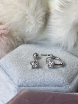 Mercurys five-pointed star two-piece earrings and ear nails whole body s925 sterling silver all-match earrings earrings