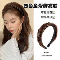 Fishbone braid wig hair band female net red 2022 new temperament high skull top twist braided headband hairband hair tag headdress Korea