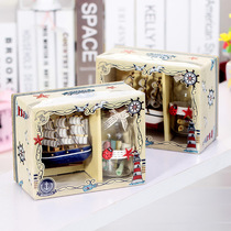 Wooden sailboat flashing wish bottle home glass crafts decoration creative birthday gift gift box decoration
