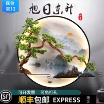 New Chinese round living room wall decorations TV background wall welcome pine wall hanging porch modern light luxury pendant