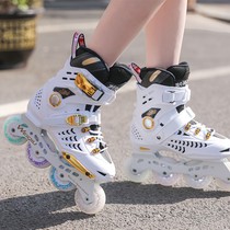 Skates womens adult girls college students single row straight row adjustable size can brake roller skates for competition