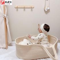 ins Korean baby portable cradle newborn car crib baby sleeping artifact out foldable sleeping basket