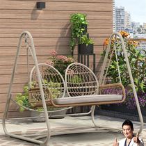 Home balcony hanging chair single indoor cradle chair living room hanging basket double hammock net red hanging basket rattan chair