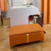 Light luxury shoes stool household storage sofa stool door shoes stool rectangular bench strip iron bed tail stool