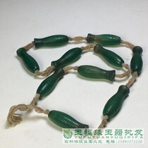 Liaojin old agate antique trumpet hole hole old Jade string pipe green agate Wen play accessories old beads hand carved small fish