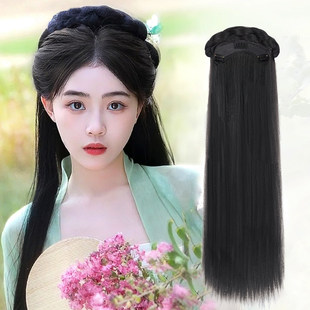 Ancient costume wig, Hanfu headdress, wig, antique all-in-one headband, Hanfu bun, female accessories, daily costume styling