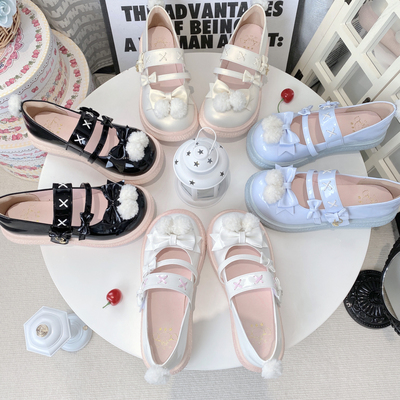 taobao agent Mao Ball Original Lolita Shoe Bottlin Cream Bow Lolita Cute Student Japanese Big Head Shoes