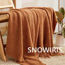 Nordic ins wind solid color air conditioning blanket Shawl blanket Bed tail towel Bed and breakfast bed decoration blanket Knitted sofa blanket