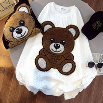 Net Red Ocean Pregnancy Woman Dress Spring Autumn Clothing and Han version Little Bear hit bottom T-shirt relaxed Nehitch pregnant woman blouses female spring
