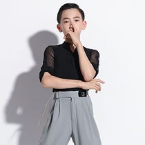 Latin dance suit mens summer blouses boys dance rehearses for boys 2022 new Latin training suits summer 5063