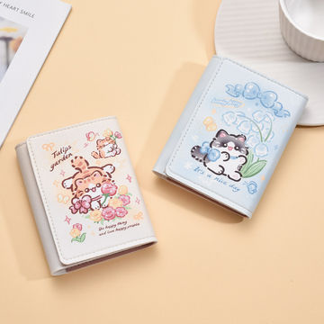 三折钱包女小众个性高级感可爱卡通小零钱包学生短款折叠皮夹卡包