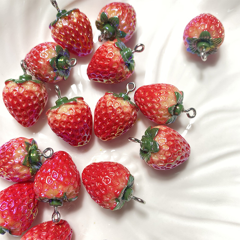 New Aurora Simulation Fruit 3D Strawberry DIY Accessories Earrings Bracelet Cream Gum Drip Gum Bracelet DIY Accessories