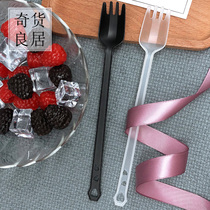 Disposable milk tea roasted fairy grass spoon long handle fork spoon 21cm Individually packaged milk tea shop special fruit tea fork