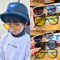 Children Sunglasses Fashion Tea Color Sunglasses Boy Girl Net Red Glasses Sunscreen Sun Protection Ultraviolet Kid Tide Photo