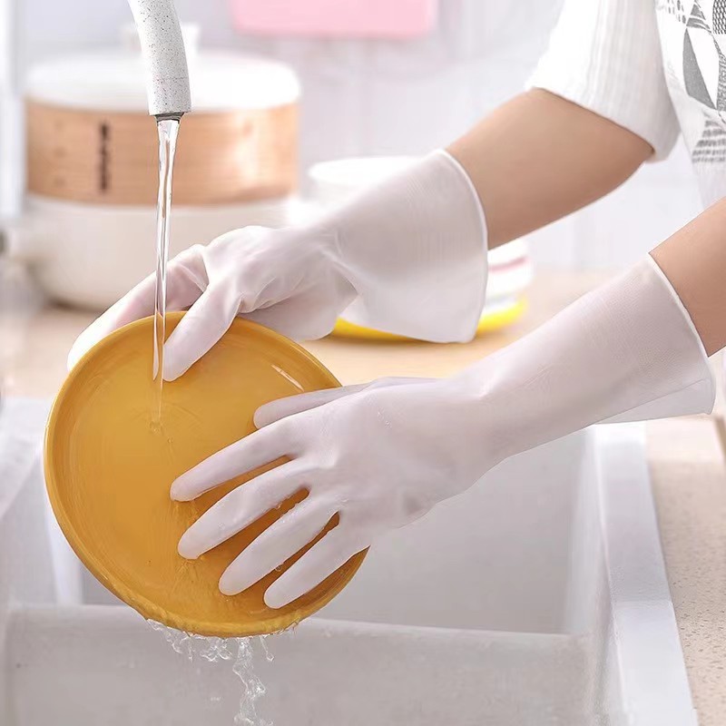 2 ペアのニトリル食器洗い手袋女性のキッチン家庭用肥厚耐久性のあるゴムレザーハウスキーピングクリーニングランドリー防水防水