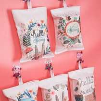  Nordic ins style cute rabbit paper towel cover cotton linen fabric office home bedroom paper towel bag can be suspended