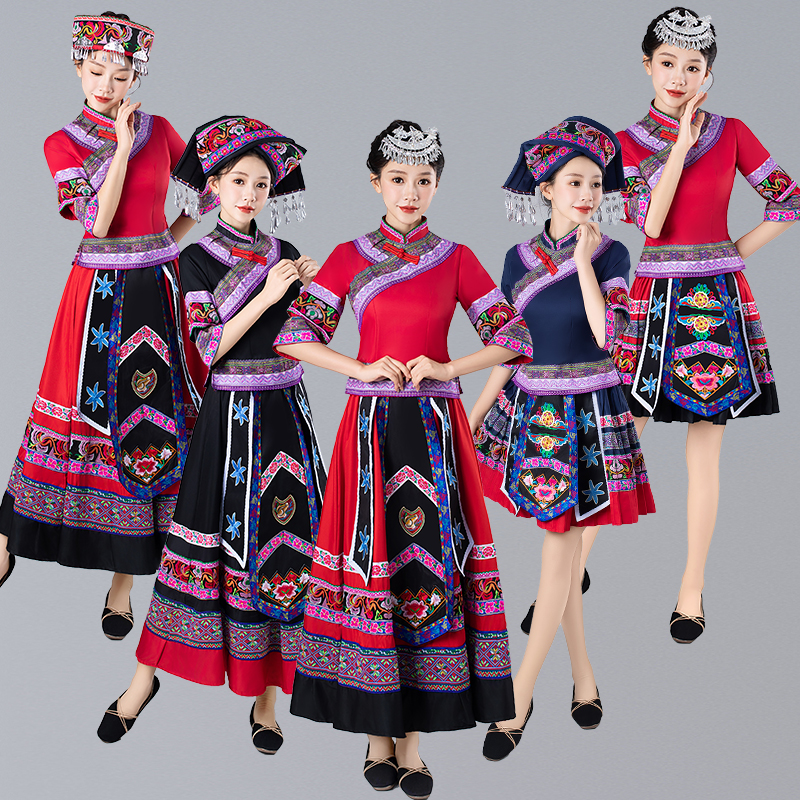 女性のマーチ 3 少数民族衣装、広西チワン族、イー族、トゥチャ族のダンス衣装、雲南ミャオ族の衣装