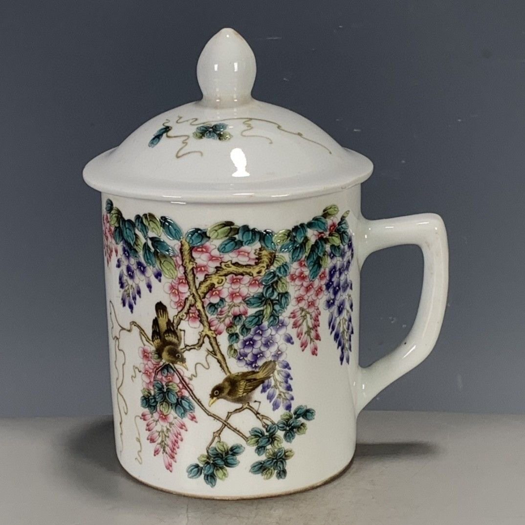 粉彩 茶杯 茶盃 唐物 清朝 X-中国古美術 時代物 色絵 粉彩 茶碗 茶道具