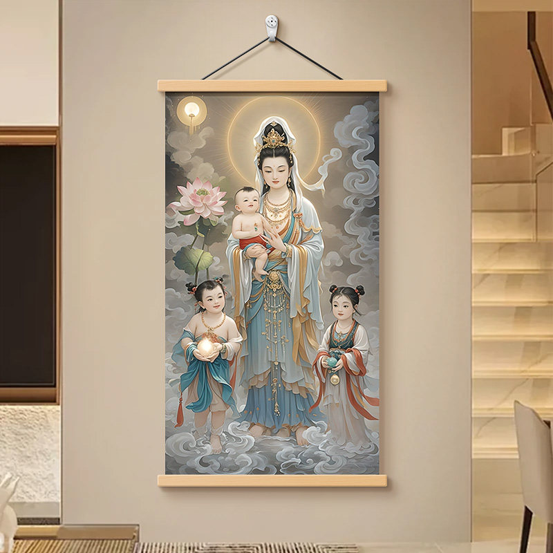 中国古美術・純手描き・画芯・送子觀音画像167x86cm・書画・絹本・仏像・風水 送子观音画-送子观音画促销价格、送子观音画品牌- 淘宝
